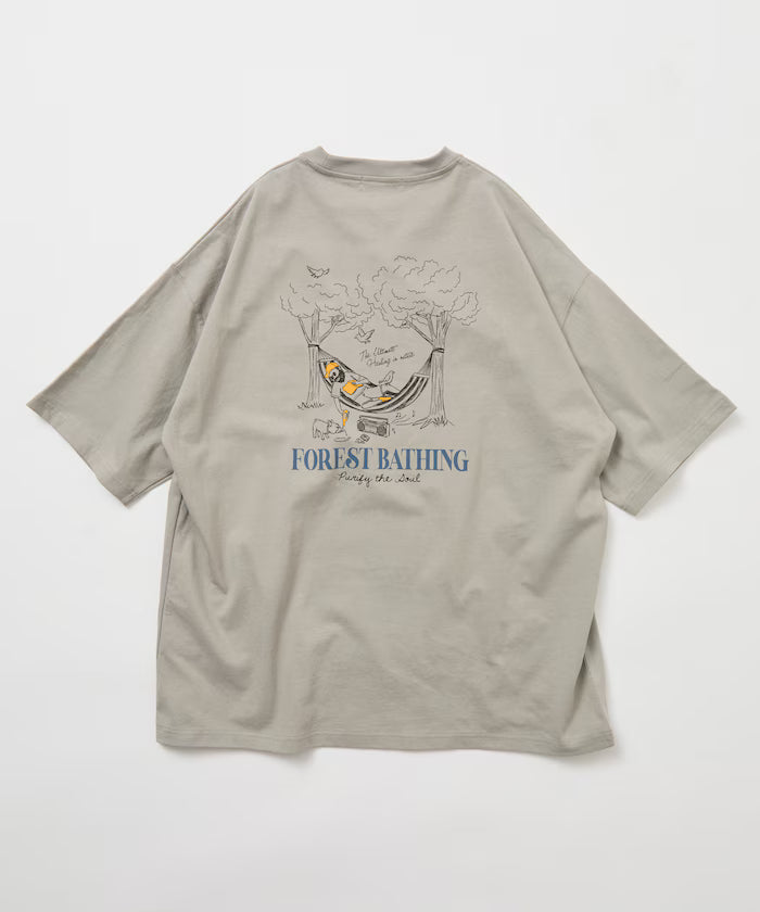 Limited Edition Relaxed Fit Back Print Crew Neck T-Shirt FOREST BATHING MAN TEE