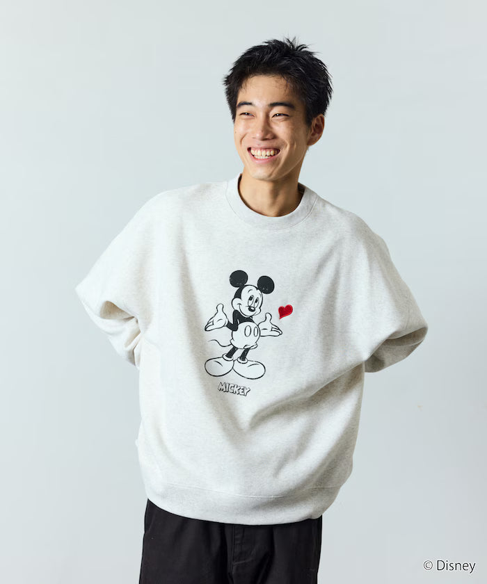 DISNEY/Mickey Mouse/Custom Crew Neck Printed Sweatshirt/Heart [Limited Edition]