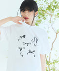 Comfortable Ribbon Print Crew Neck T-shirt - White