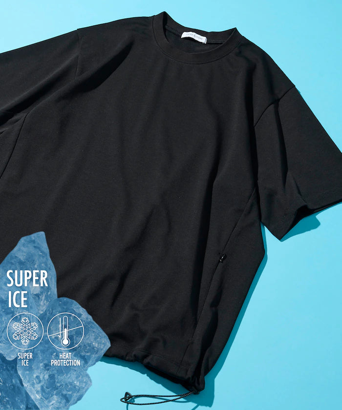 SUPER ICE / Super Ice Crew Neck Spindle T-Shirt Contact Cooling / Quick Dry / UV Cut - Black