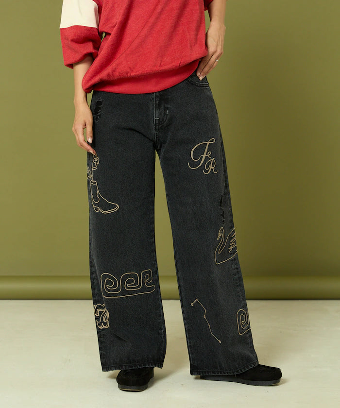 Chain Stitch Wide Denim
