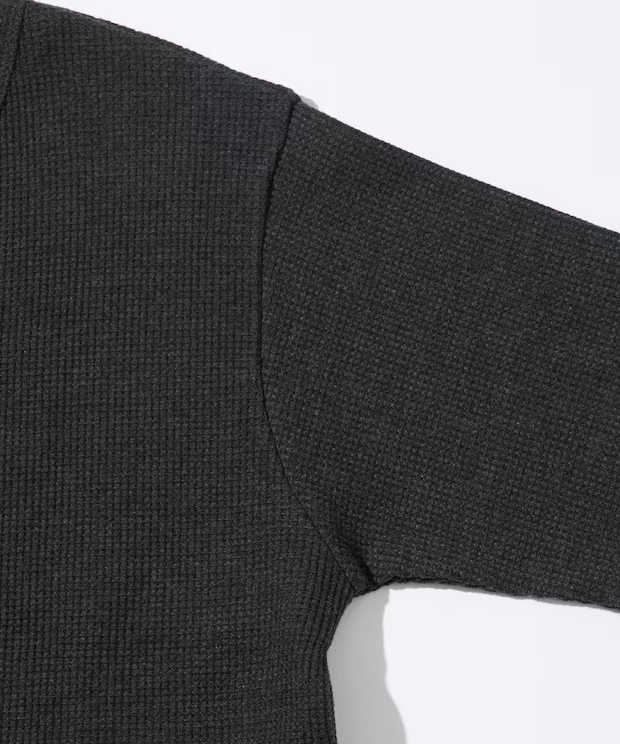 Waffle Fake Layered Henry Neck T-Shirt