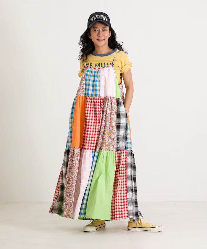 Patchwork Three-Tiered Camisole Dress
