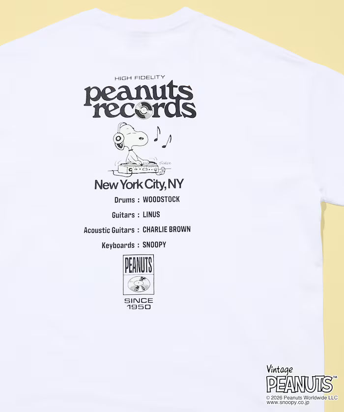 PEANUTS/Peanuts Exclusive Big Silhouette Back Print Crew Neck T-Shirt/Records [Limited Edition]