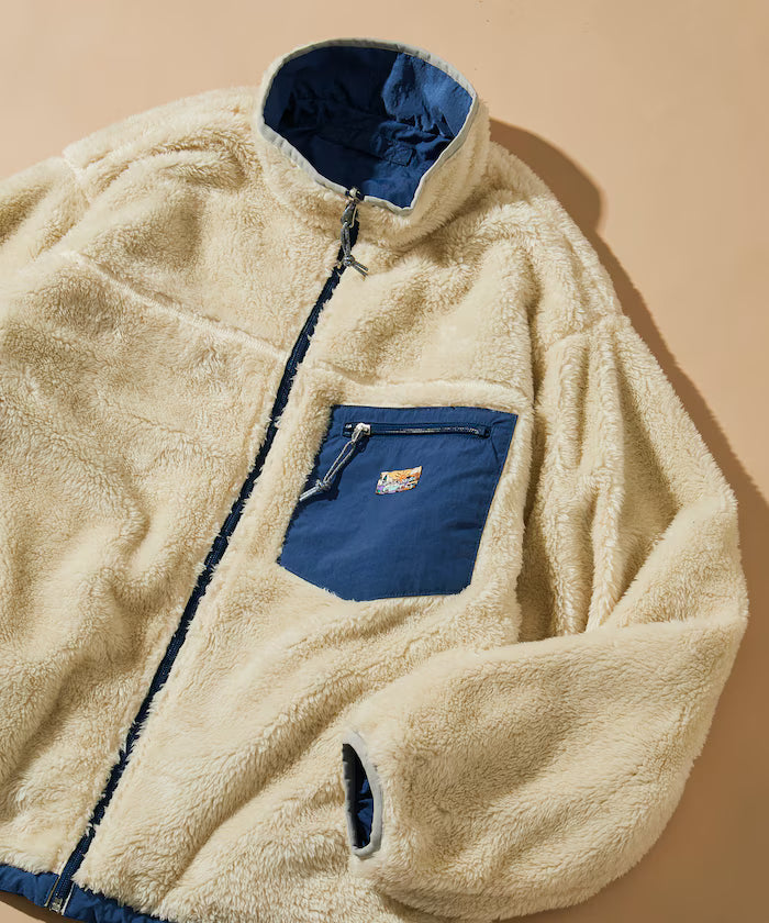 Relaxed Fit One Point Logo Reversible Nylon Fleece Jacket