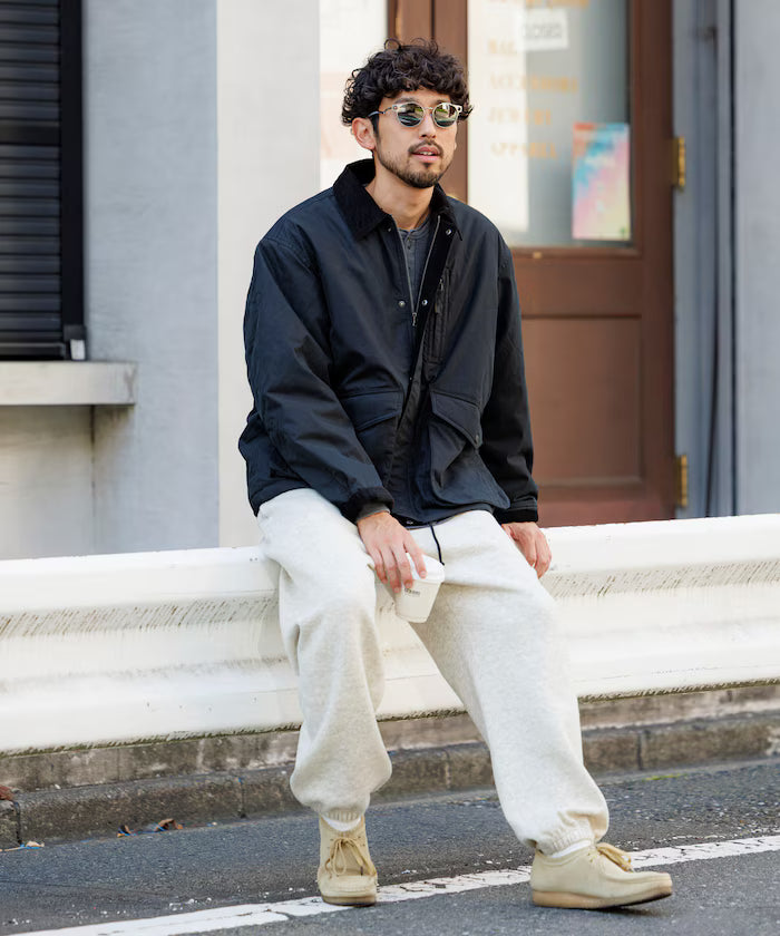 Corduroy panel cotton nylon blouson