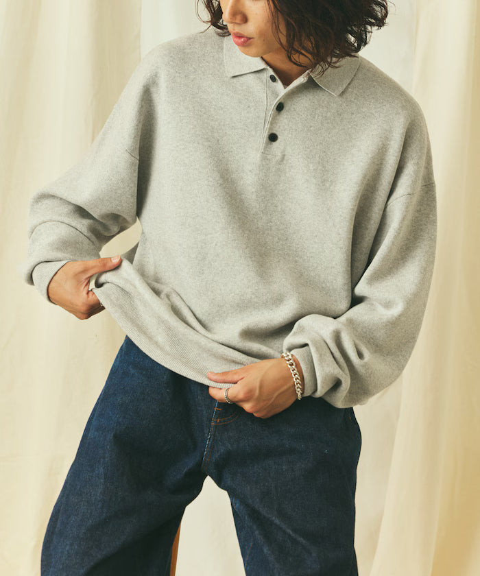Relax Fit Relax Fit Sweat-like Polo Collar Knit [Limited Edition]