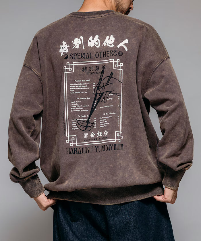 SPE x Purple Gold Hotel x FREAK'S Glow-in-the-Dark Back Print Crewneck Sweatshirt - Charcoal Gray