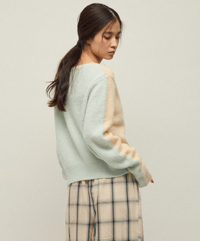 Alpaca Blend Bicolor Knit Cardigan