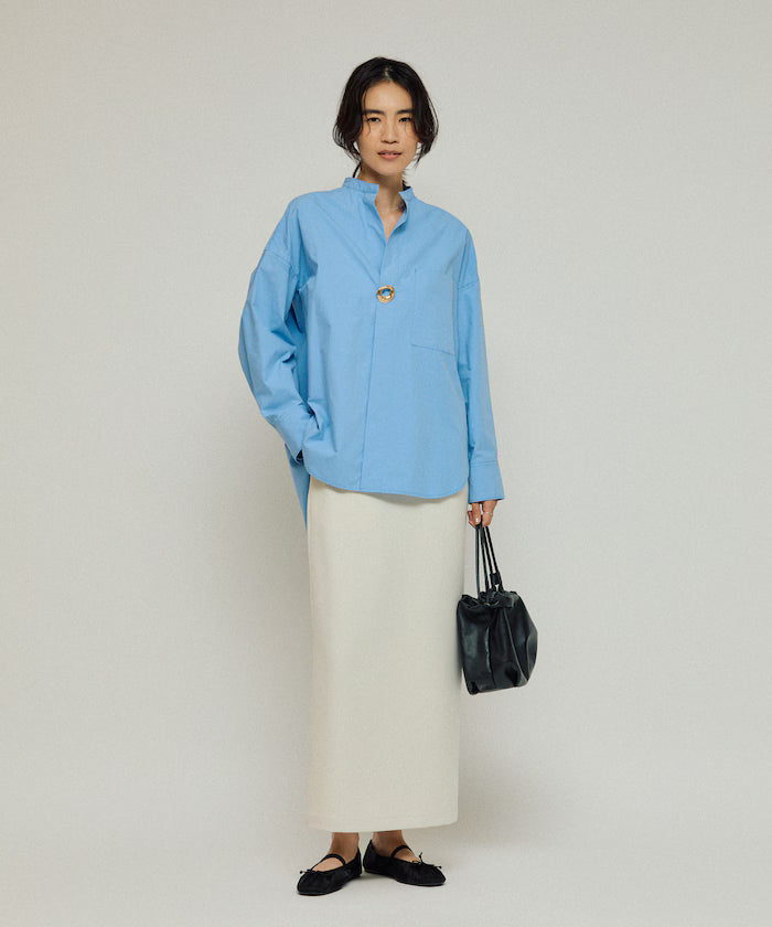 Oversized Long Sleeve Brooch Shirt