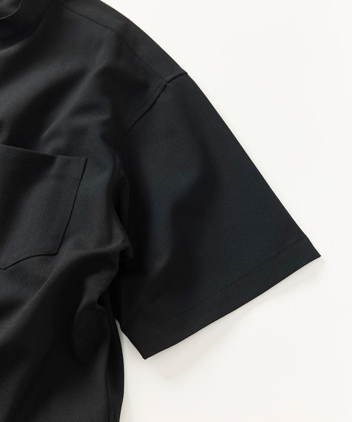 [New Color Added] Quick-Dry Material Relaxed Fit Band Collar Shirt Short Sleeve Linen Feel