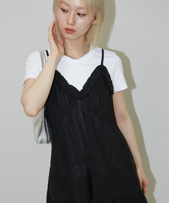 India Cotton Ruffle Tiered Camisole Mini Dress Limited Edition