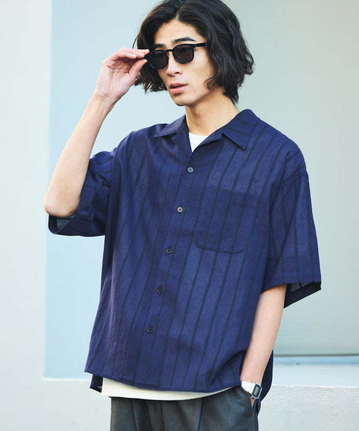 Relax Fit Relaxed Fit Shadow Stripe Open Color Shirt [Limited Release]