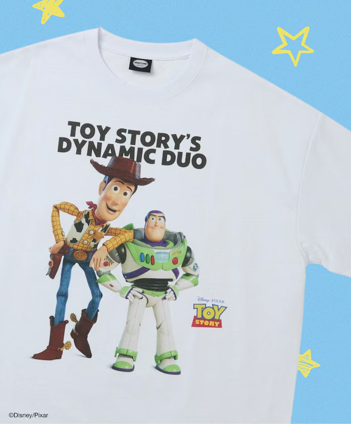 [April 20 12:00 release][Made to Order Product] 'Toy Story' Exclusive Character Print Crew Neck T-shirt Limited Edition - White-Woody & Buzz