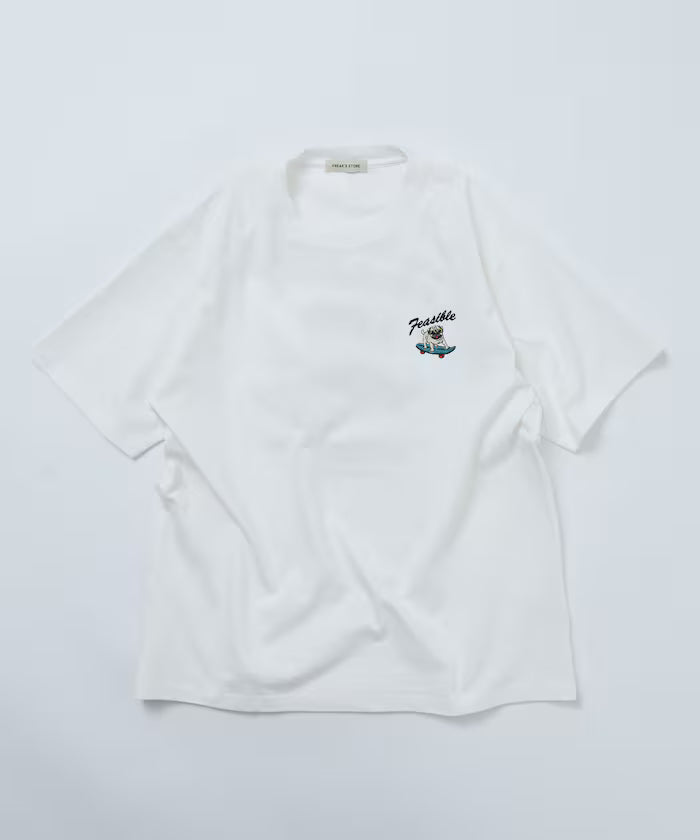 Relaxed Fit Back Embroidery Design Crew Neck T-Shirt / Dog 【Limited Edition】
