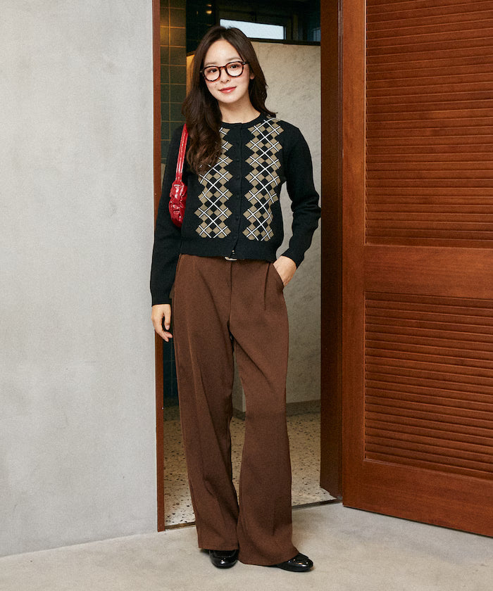 Argyle Pattern Jacquard Knit Cardigan Limited Edition
