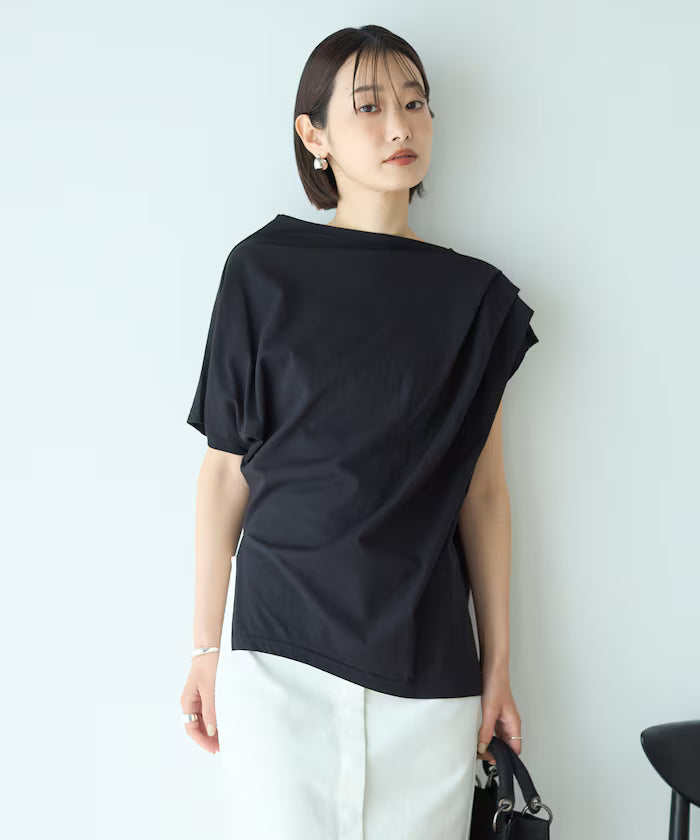 Organic Cotton Asymmetrical Draped Top