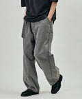 BELTED WIDE DENIM - Gray