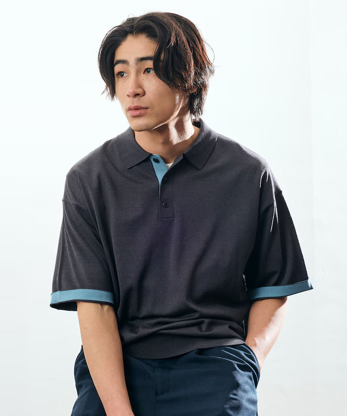 Relax Fit Relax Fit Cool Touch Color Block Knit Polo Shirt [Limited Edition] - Charcoal Gray