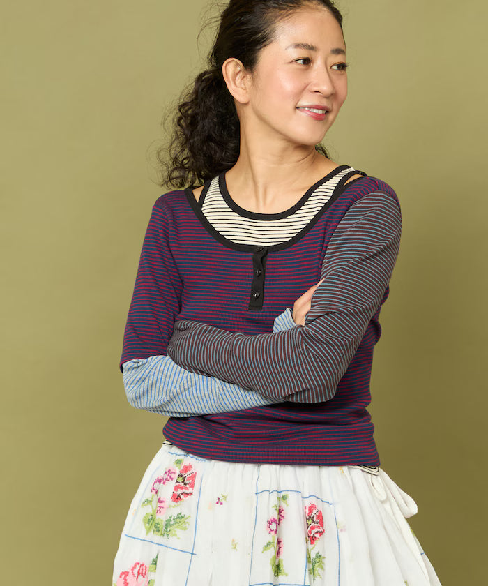 Healthknit Slim Stripe Tank T-Shirt SET