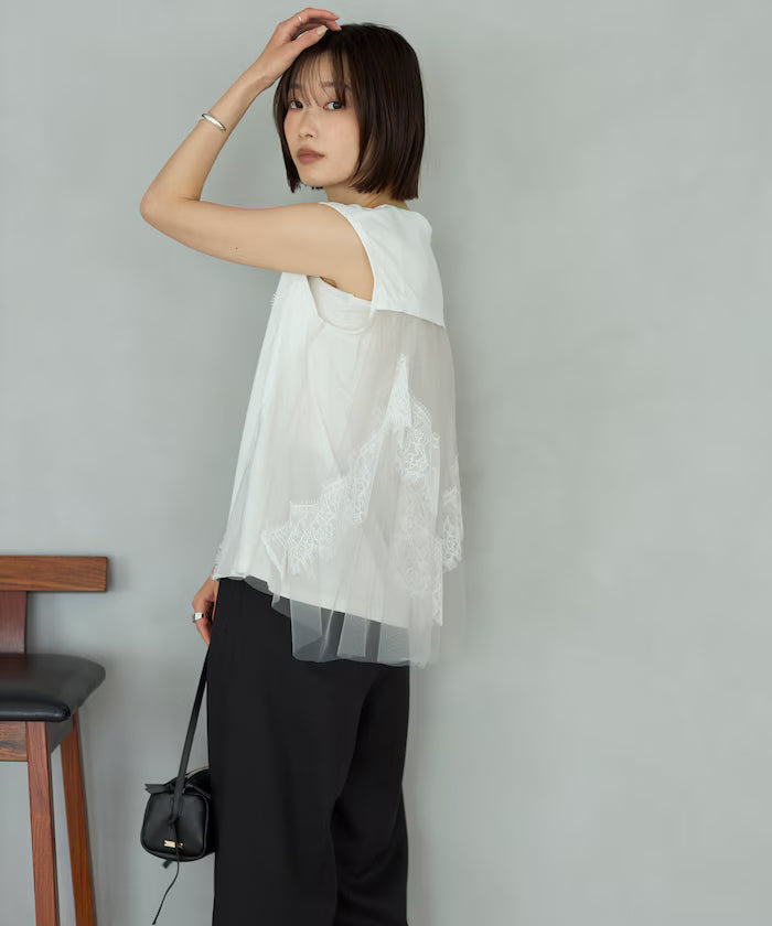 Organic Cotton Tulle Lace Docking Top