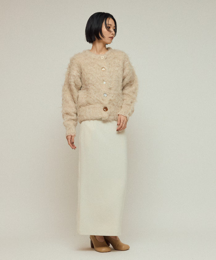 Variation Button Shaggy Knit Cardigan