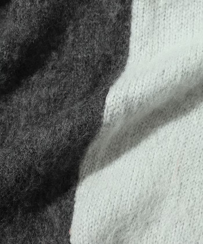 Alpaca Blend Bicolor Knit Cardigan
