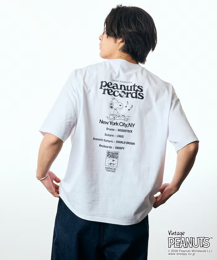 PEANUTS/Peanuts Exclusive Big Silhouette Back Print Crew Neck T-Shirt/Records [Limited Edition]