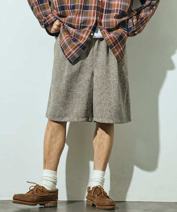 Summer Tweed Easy Wide Shorts / Compatible with Setup - Camel