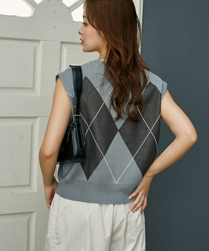 Summer Knit Argyle Vest Limited Edition