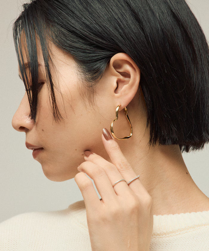 Heart Hoop Earrings / For Both Ears - Gold