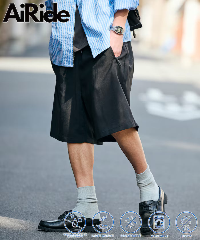 AiRide/Pocketable Easy Shorts/Quick-Drying/UV Cut 【Limited Edition】 - Black