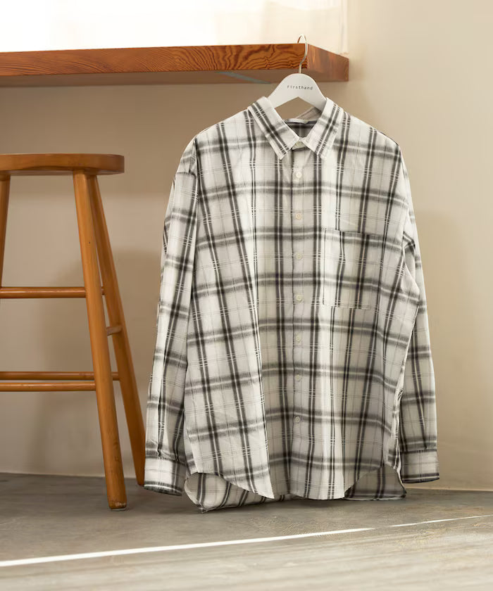 Big Silhouette Ombre Check Shirt / Long Sleeve - White