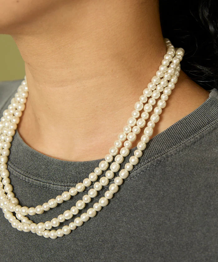 Glass Hand-rolled Pearl Long Necklace 140cm