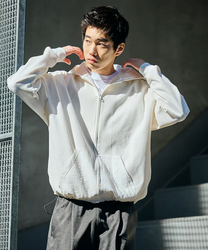 Spindle Tech Thermal Nylon Pocket Zip-Up Parker - White