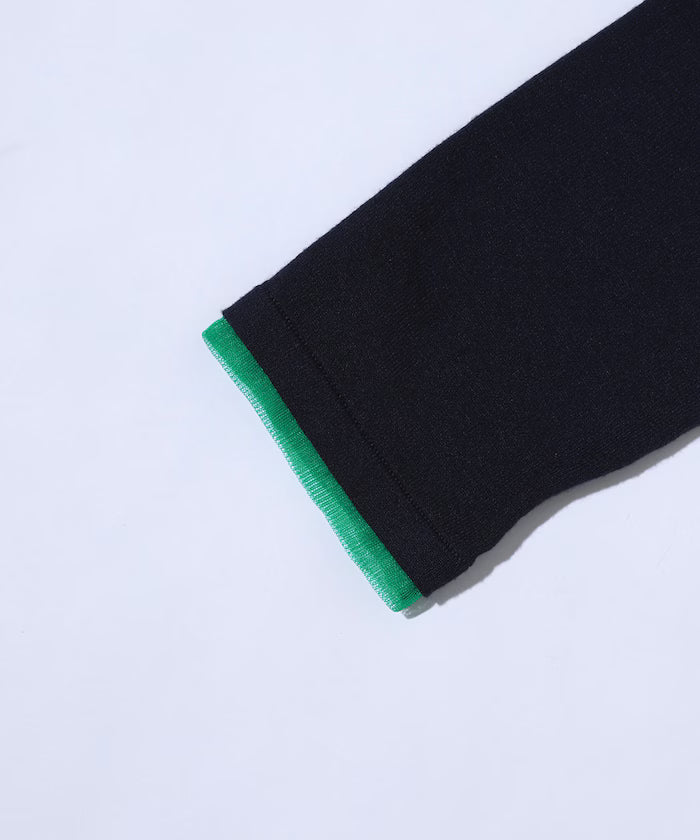 Color Design Fake Layered Long Sleeve Polo Knit Cardigan