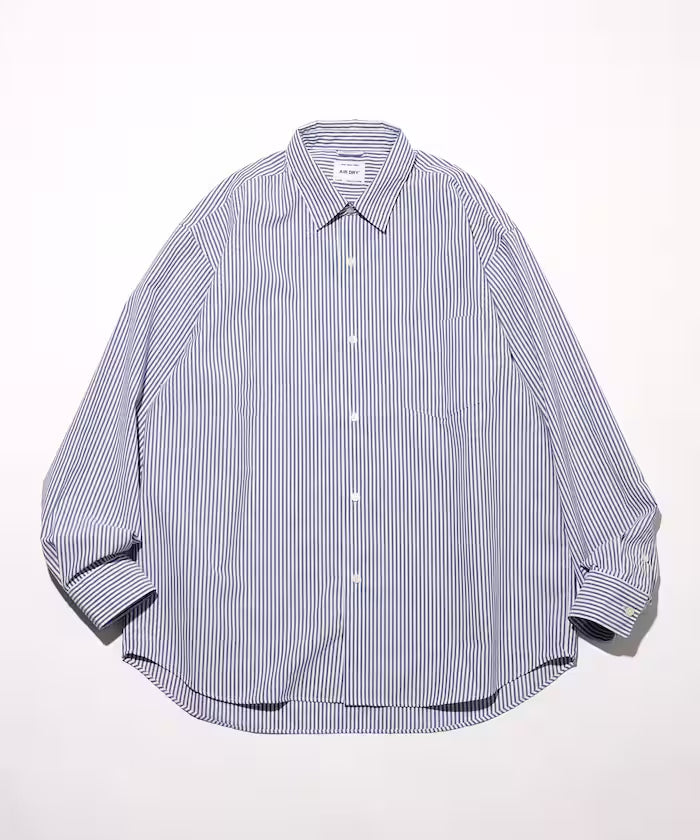 AIRDRY HIGH TECHYARN high-performance material broad regular color shirt long sleeve/quick-drying/heat shielding - Border/Stripe