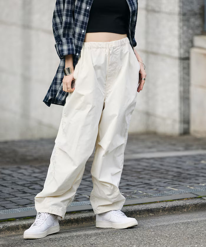 Quick Dry Fabric Wide Silhouette Poly Rip Cross Military Circus Pants/UV Cut/Quick Dry 【Limited Edition】
