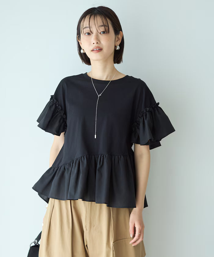 Organic Cotton Frill Sleeve T-shirt