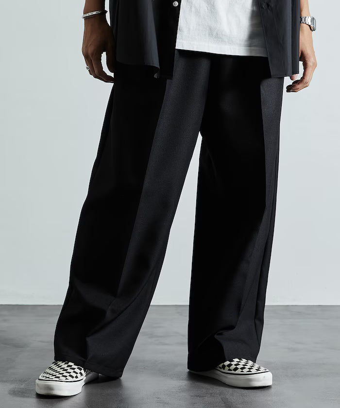 Wide Silhouette Staple Twill Easy Slacks/Wide Slacks [Limited Edition]