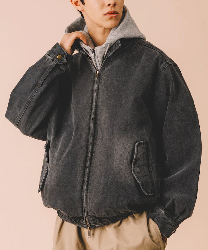 Relaxed Fit Harrington Denim Jacket