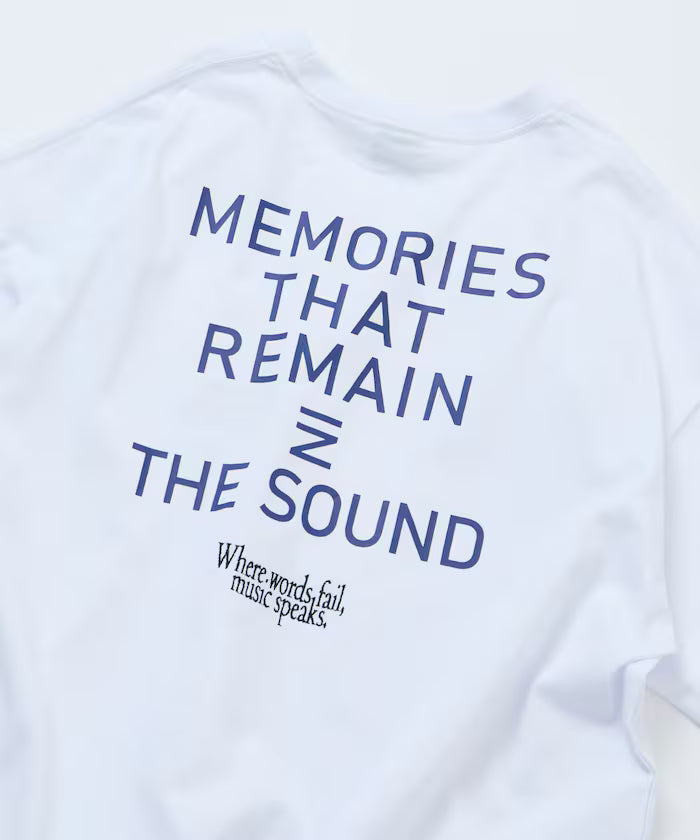 Big silhouette one-point embroidery back print hem code pocket T-shirt [Limited Edition] - White