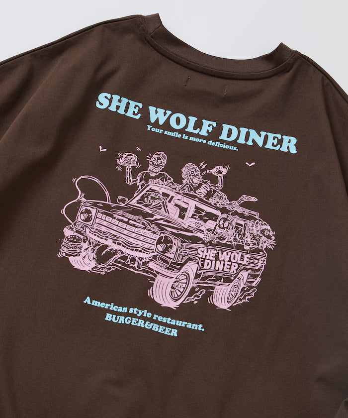 Limited Release SHE WOLF DINER × FREAK'S STORE Shewolf Diner Exclusive Big Silhouette Back Print T-Shirt Antibacterial Odor Resistance Quick Dry