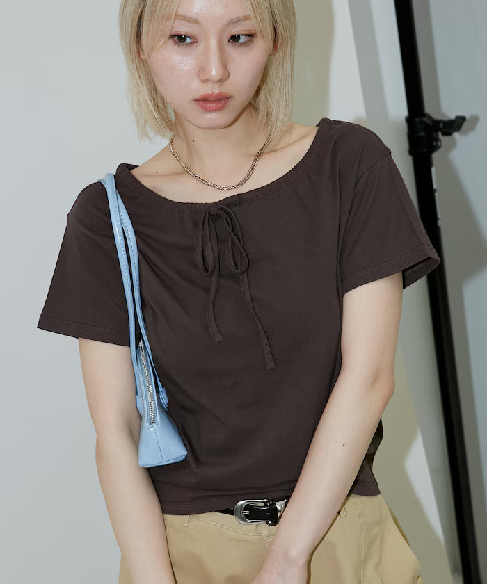 Drawstring Ribbon T-Shirt Limited Edition - Brown
