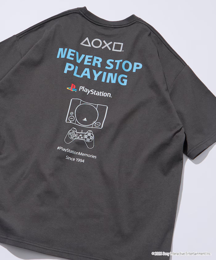 Big Silhouette Logo Back Print Crew Neck T-Shirt/PlayStation NEVER STOP 【Limited Edition】