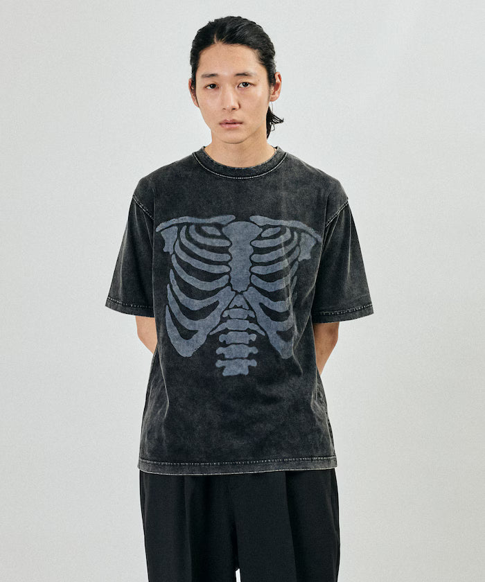 Bone Print Powder Bleach Crew Neck T-Shirt