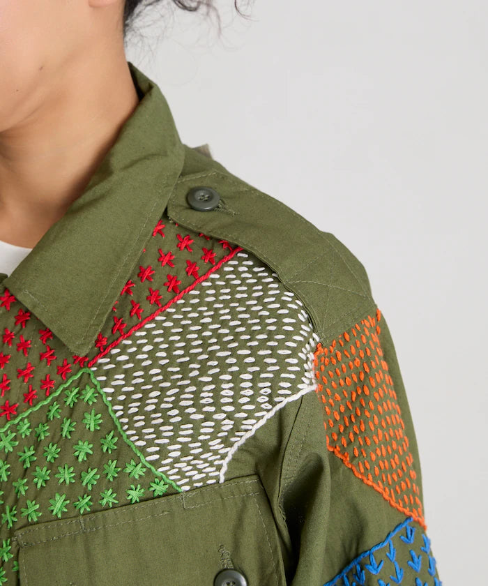 Vintage Hand-Stitch Remake Military Shirt Plain
