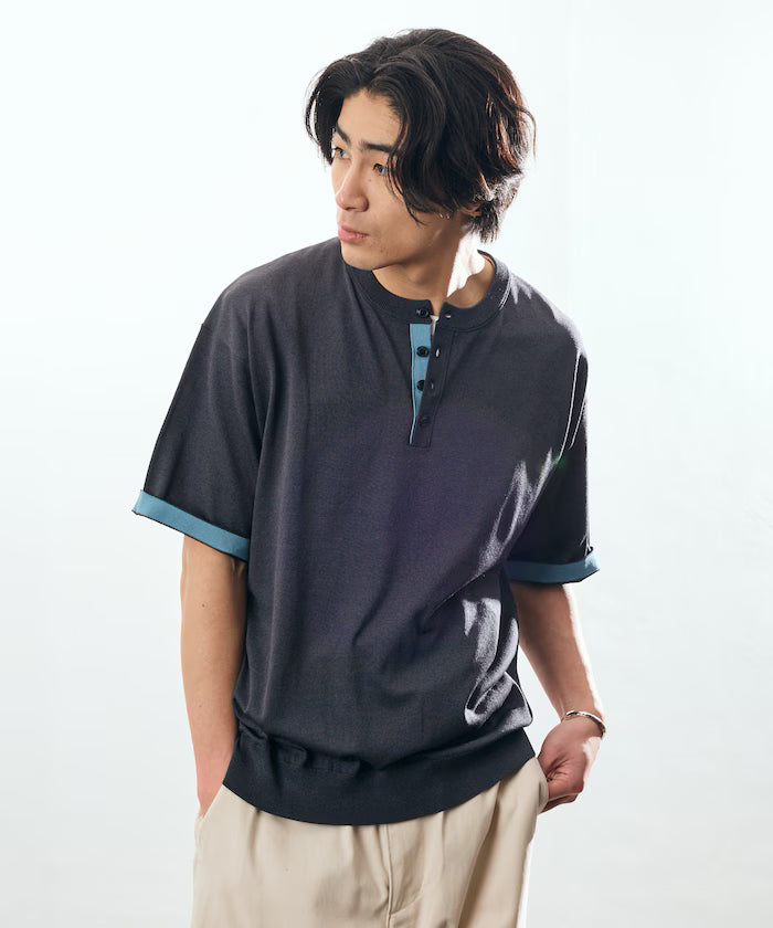 Relax Fit Relax Fit Cool Touch Color Block Henry Neck Pullover 【Limited Edition】