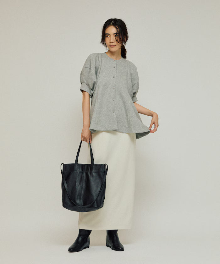 Cardigan with Peplum and Puff Sleeves