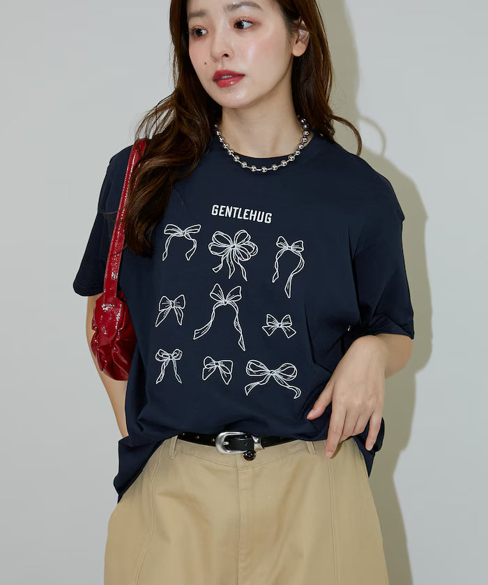 Ribbon Embroidery T-Shirt Limited Edition - Navy
